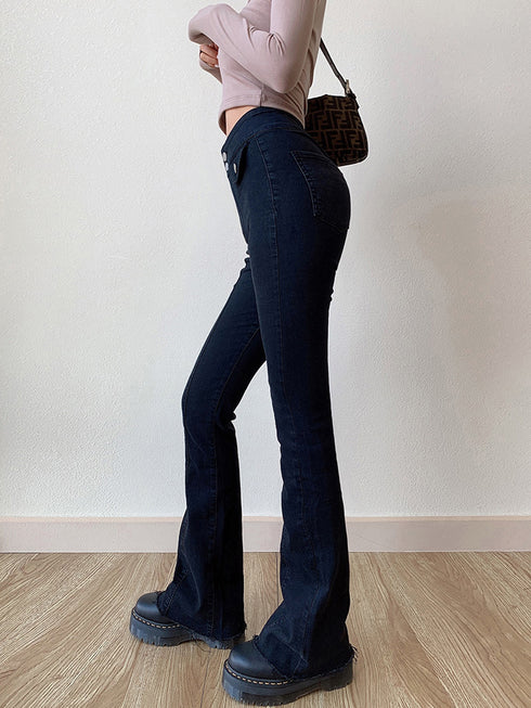 American Retro Slim Double Button Pocket Jeans - ROUTINE FASHION